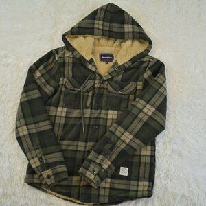 Aeropostale Men / Teen Sherpa Lined Button Down Hooded Flannel Jacket Size S